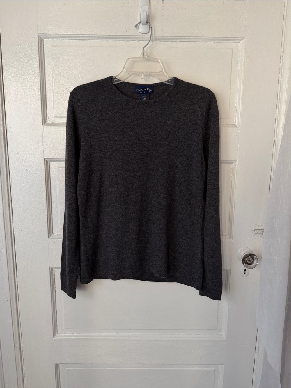 Vintage 90s Charter Club Classics 100% Extra Fine Merino Wool Sweater Gray M